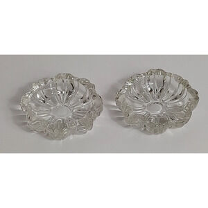 2 Vintage Mid Century Modern Clear Glass Ashtray 3" Diameter